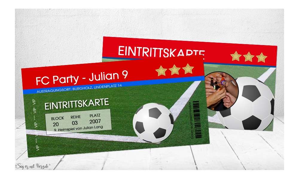 Einladungskarte "Fußball" Eintrittskarte