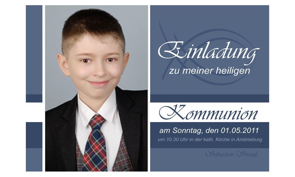 Einladung Kommunion / Konfirmation, Fotokarte 10x15 cm, blau