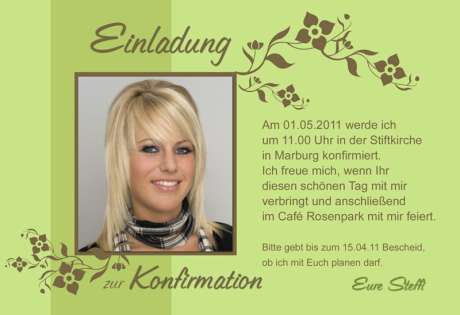 Einladung Kommunion / Konfirmation, Fotokarte 10x15 cm, grün