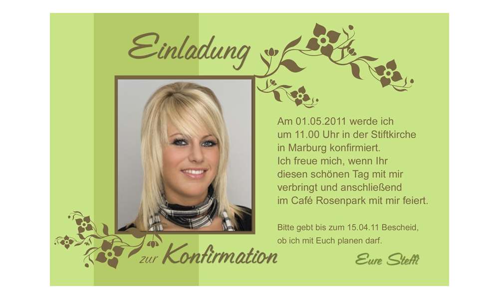 Einladung Kommunion / Konfirmation, Fotokarte 10x15 cm, grün