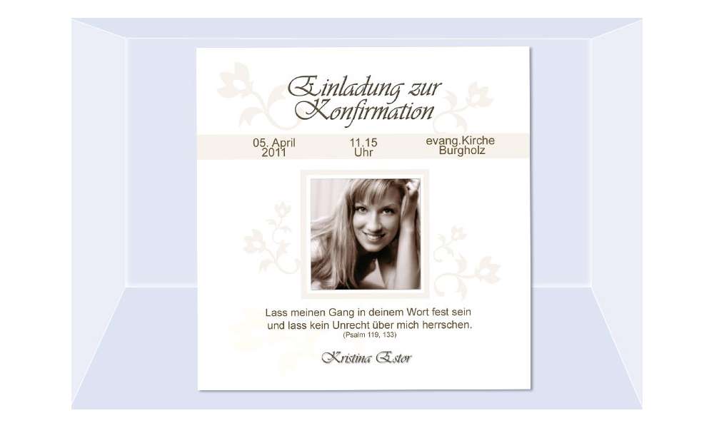 Einladung Kommunion / Konfirmation, Fotokarte 10x10 cm, weiß creme