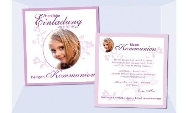 Einladung Kommunion / Konfirmation, Flachkarte 12,5x12,5 cm