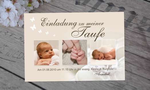 Einladung Taufe, Taufeinladung, Fotokarte, Einladungskarten, hellblau