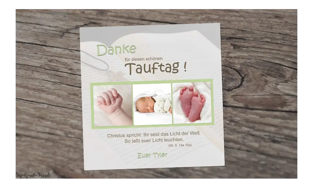 Danksagungskarte Taufe