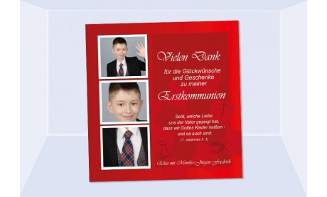 Danksagung Kommunion / Konfirmation, Fotokarte 10x10 cm, dunkelblau