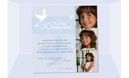 Danksagung Kommunion / Konfirmation, Fotokarte 10x10 cm, hellblau