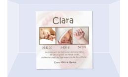 Geburtsanzeige Clara, Fotokarte Geburt, 10x10 cm, Füßchen