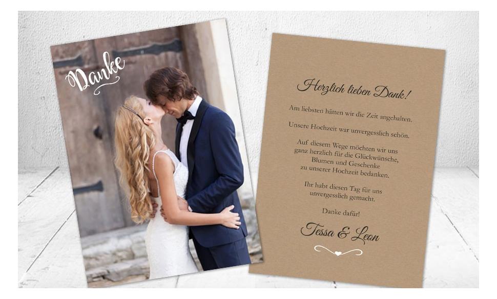 Danksagungskarten Hochzeit Kraftpapier