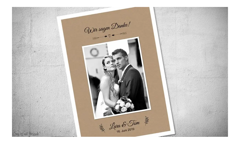 Dankeskarte Hochzeit Vintage Postkarte