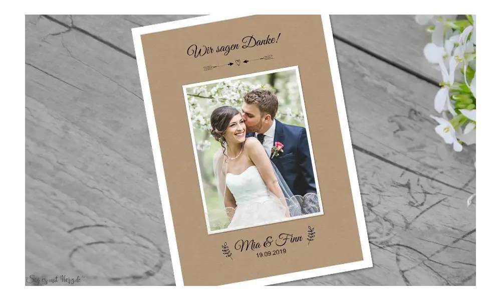 Dankeskarte Hochzeit Vintage Postkarte