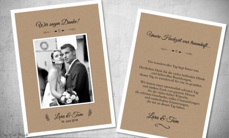 Dankeskarte Hochzeit Vintage Postkarte