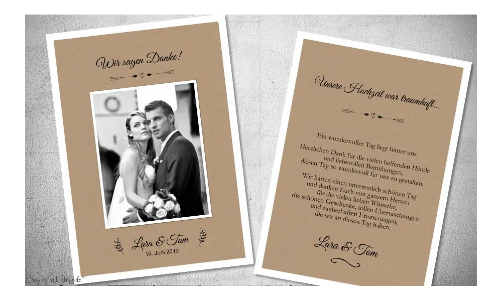 Dankeskarte Hochzeit Vintage Postkarte