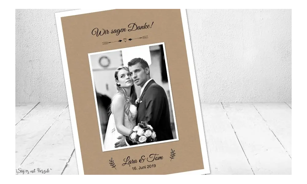 Dankeskarte Hochzeit Vintage Postkarte