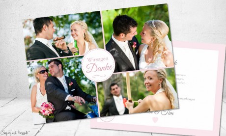 Danksagungskarten Hochzeit rosa weiß