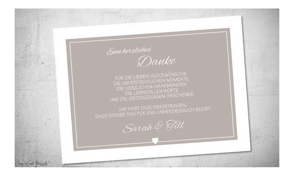 Text Danksagungskarten Hochzeit rosa weiß