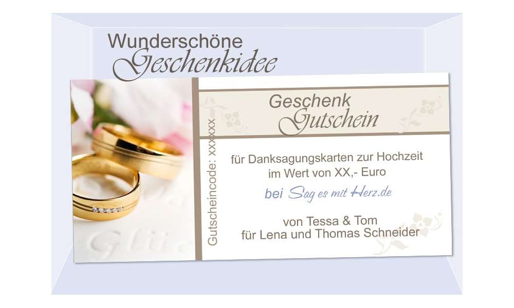 Geschenkgutschein, Gutschein zur Hochzeit, Trauung