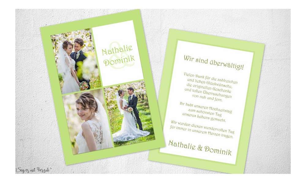 Danksagungskarten Hochzeit Foto grün