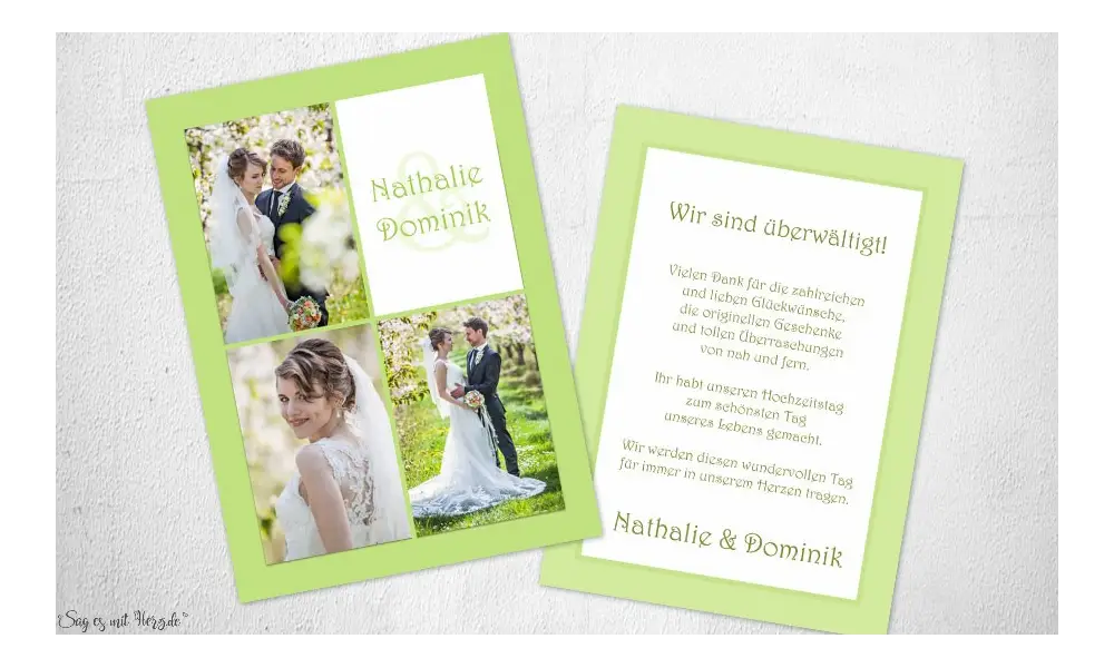 Danksagungskarten Hochzeit Foto grün