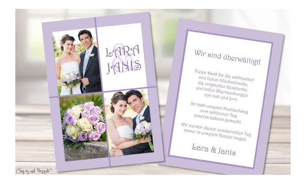 Danksagungskarten Hochzeit Foto flieder