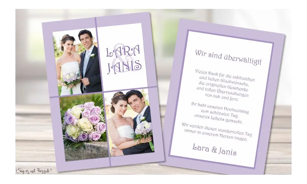 Danksagungskarten Hochzeit Foto flieder