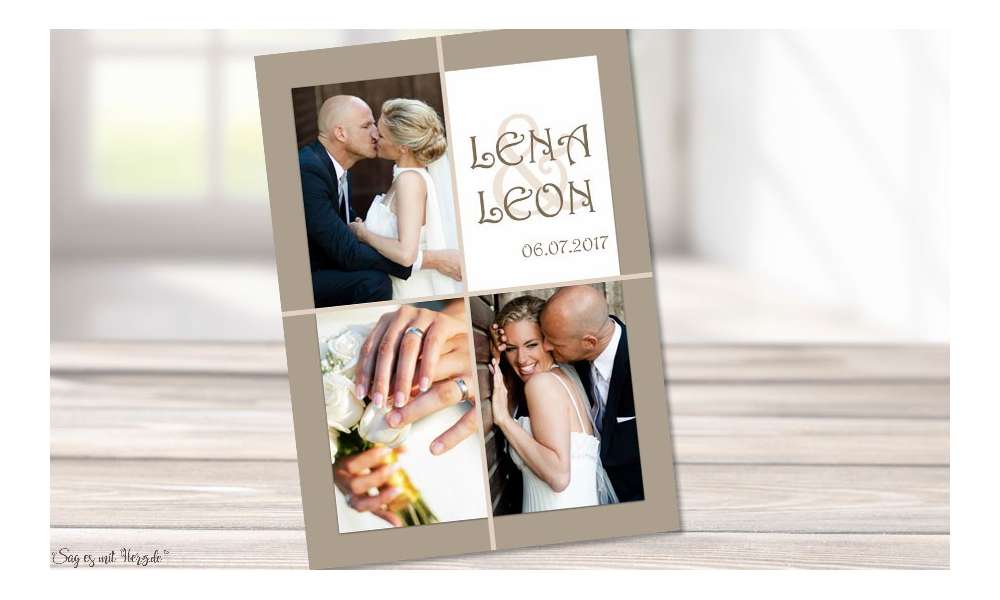 Danksagungskarten Hochzeit Foto braun