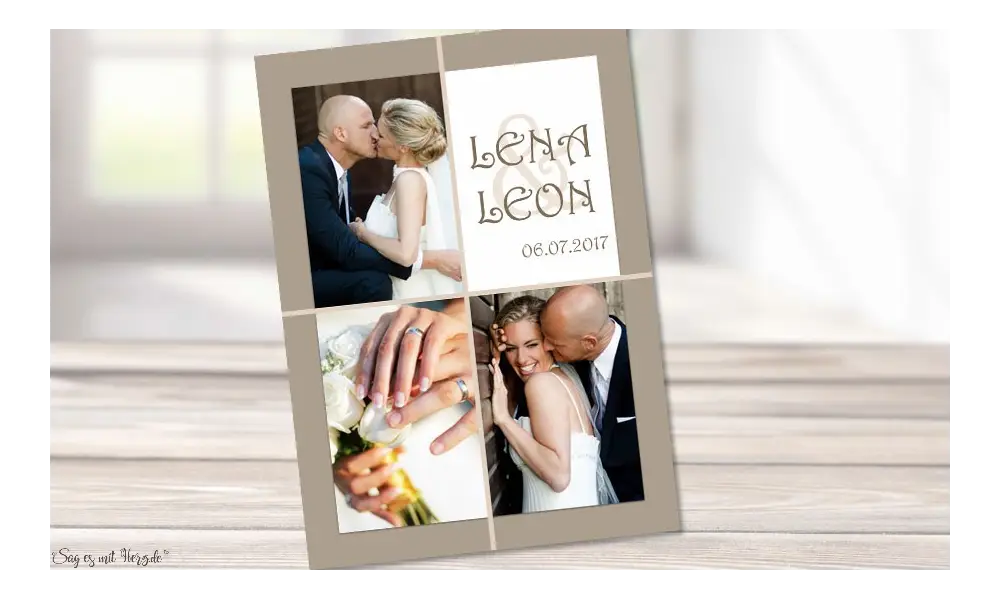 Danksagungskarten Hochzeit Foto braun