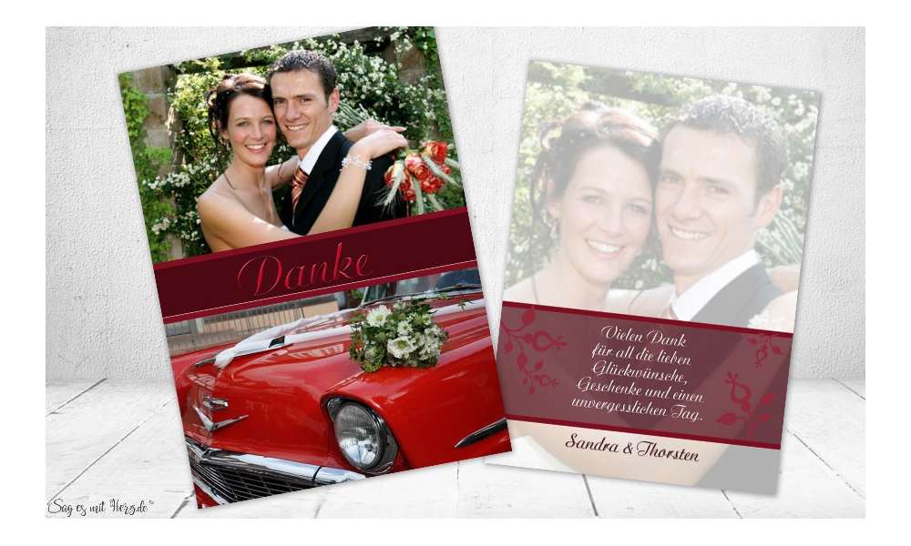 Danksagungskarte, Karte Hochzeit "Romanik"