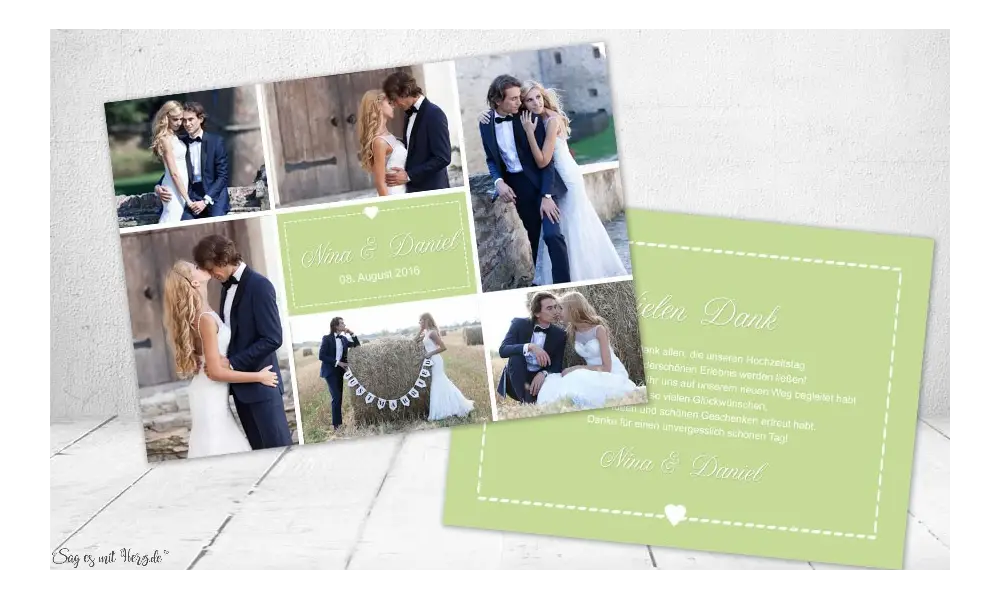 Dankeskarte Hochzeit Fotos, flieder