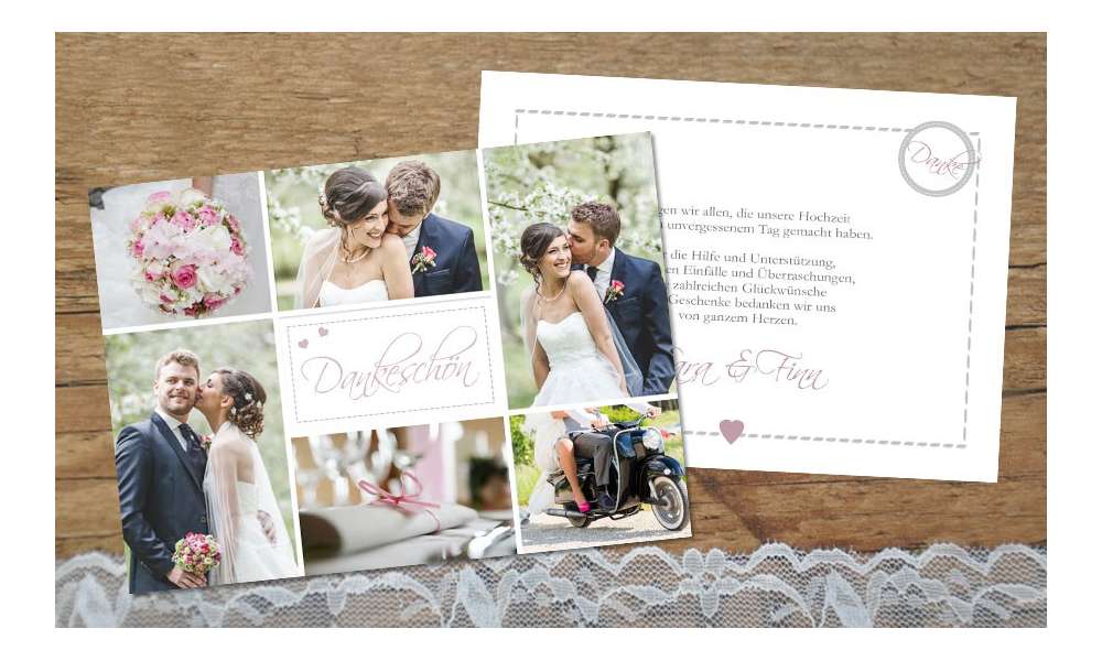 Dankeskarte Hochzeit Fotos, flieder