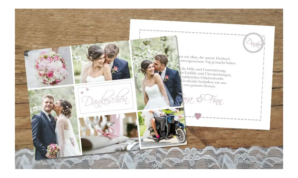 Dankeskarte Hochzeit Fotos, flieder