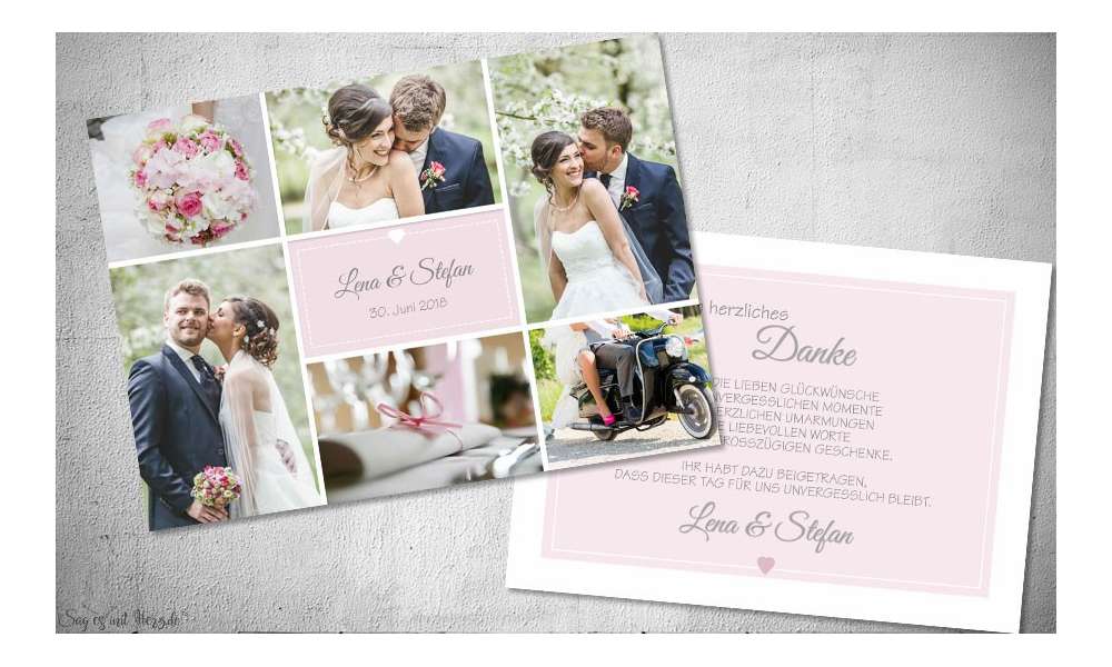 Dankeskarte Hochzeit Fotos, flieder