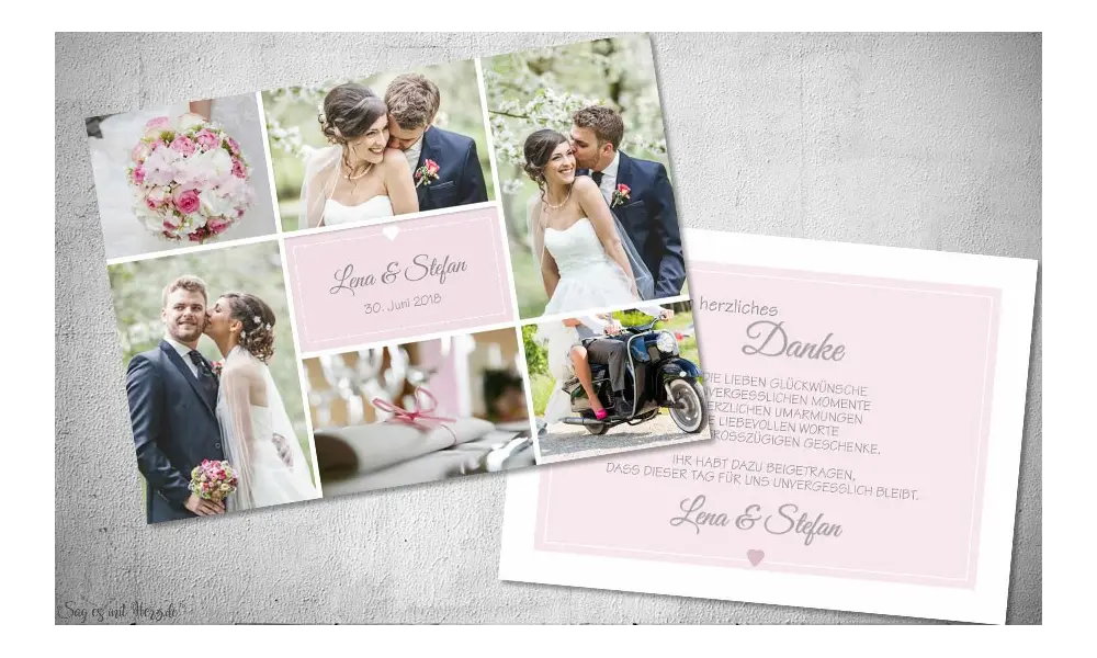 Dankeskarte Hochzeit Fotos, flieder