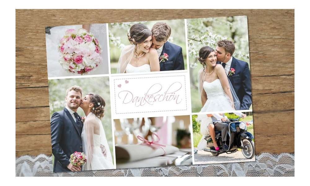 Dankeskarte Hochzeit Fotos, flieder