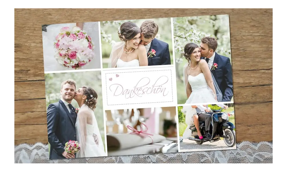 Dankeskarte Hochzeit Fotos, flieder