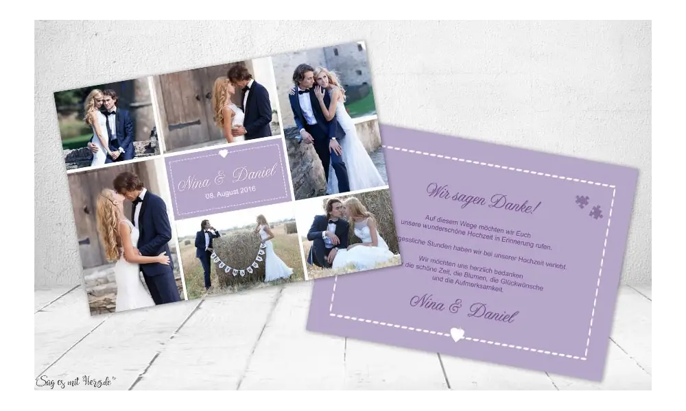 Dankeskarte Hochzeit Fotos, Vintage