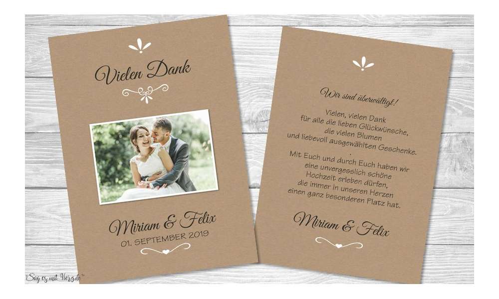 Danksagung Hochzeit Kraftpapier
