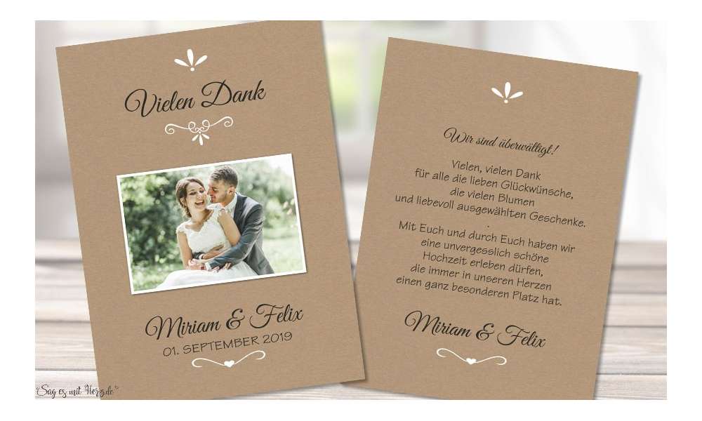 Danksagung Hochzeit Kraftpapier