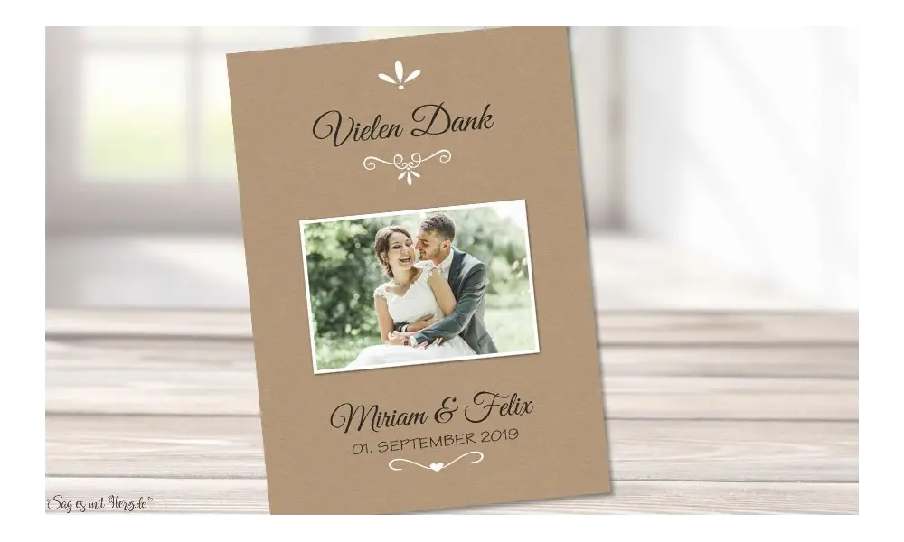 Danksagung Hochzeit Kraftpapier