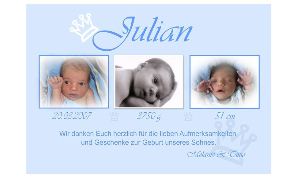 Danksagung Geburt "Kleiner Prinz", Geburtskarte, 10x15 cm, hellblau