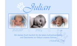 Danksagung Geburt "Kleiner Prinz", Geburtskarte, 10x15 cm, hellblau