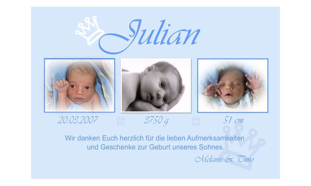 Danksagung Geburt "Kleiner Prinz", Geburtskarte, 10x15 cm, hellblau Danksagung Geburt "Kleiner Prinz", Geburtskarte, 10x15 cm, hellblau