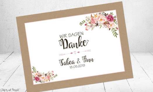 Dankeskarten Hochzeit floral