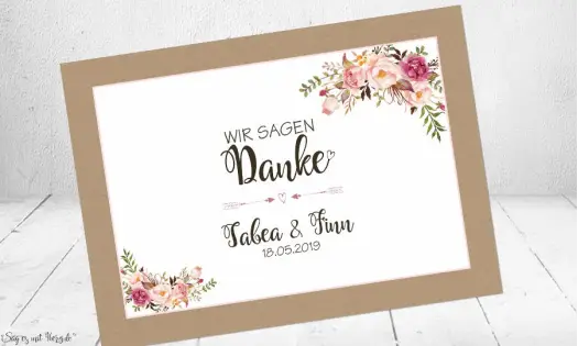 Dankeskarten Hochzeit floral