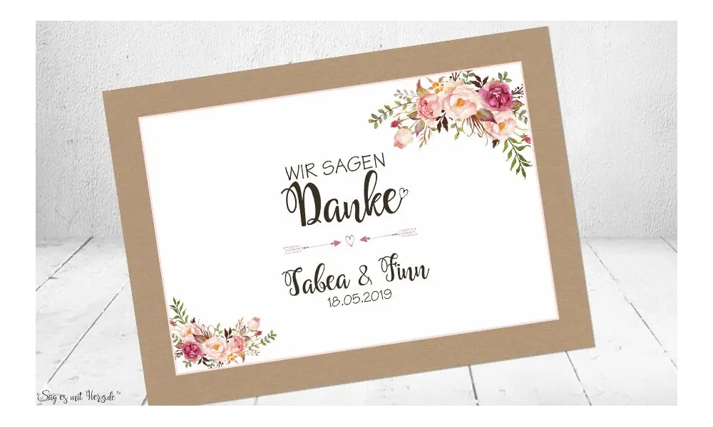Dankeskarten Hochzeit floral