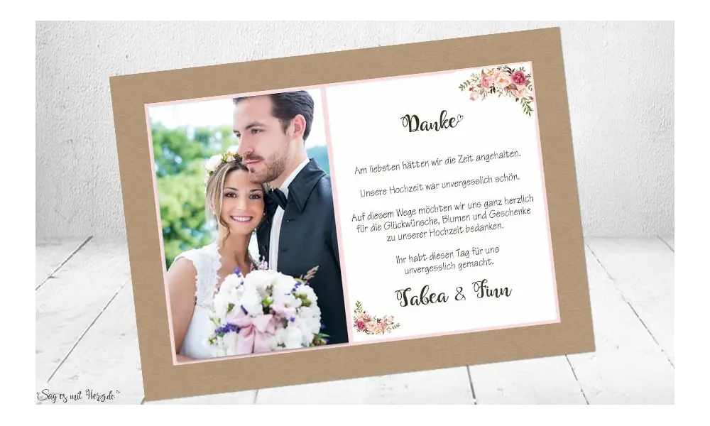 Dankeskarten Hochzeit floral