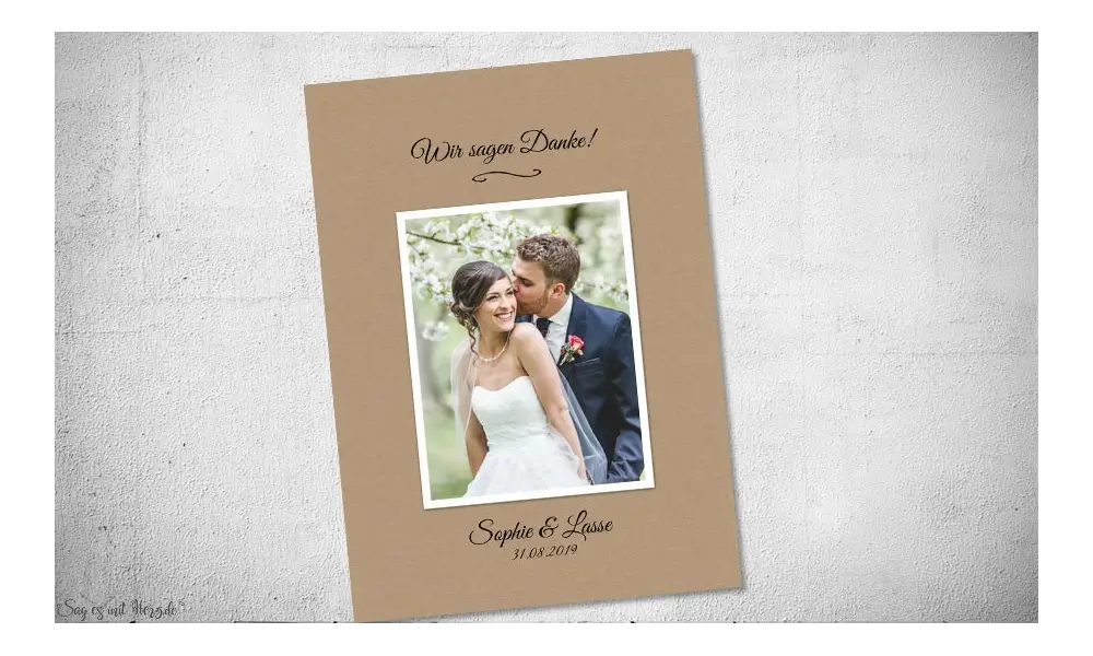 Dankeskarte Hochzeit Kraftpapier