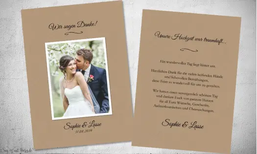 Dankeskarte Hochzeit Kraftpapier