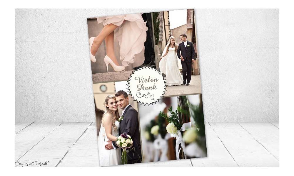 Dankeskarten Hochzeit mit vielen Fotos individuell