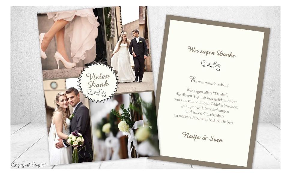 Dankeskarten Hochzeit mit vielen Fotos individuell