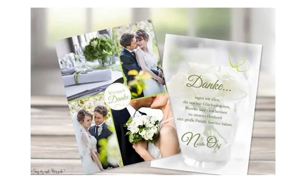Dankeskarten Hochzeit mit vielen Fotos individuell
